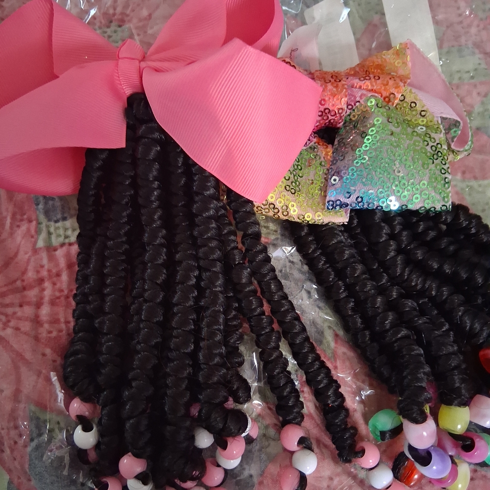 Pink and Sequin Hair Bows with Beads